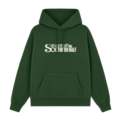Green hoodie with 'Savannah Southern Half' logo