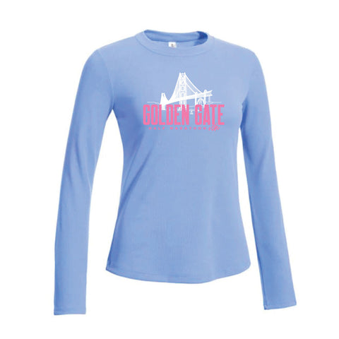 Golden Gate Women's Cut Long Sleeve Performance Tee - Blue